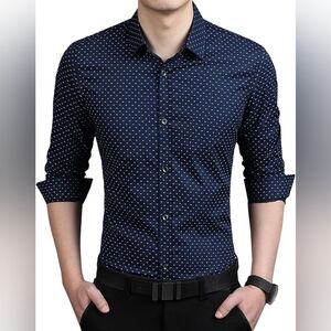 Banana Republic Navy Polka Dot Button Down Shirt